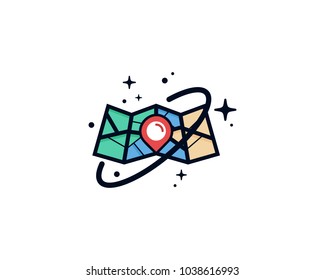 Planet Map Icon Logo Design Element