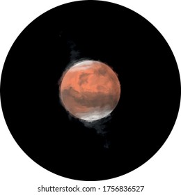 planet mars in a black circle