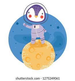 Planet Mars character and astronaut on Mars, children's space sticker or T-shirt print