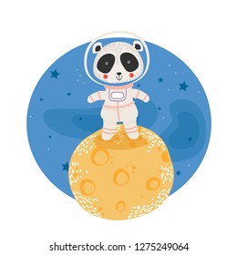 Planet Mars character and astronaut on Mars, children's space sticker or T-shirt print