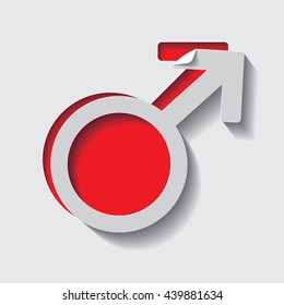 Planet Mars cutout stylized symbol with curl element.Vector illustration.