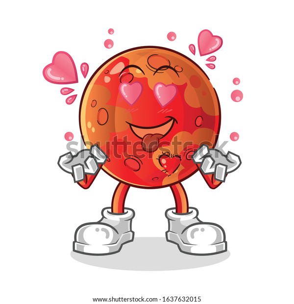 planet\
mars fall in love cartoon. cartoon mascot\
vector