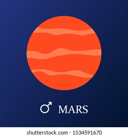 Planet Mars in flat style. Vector illustration