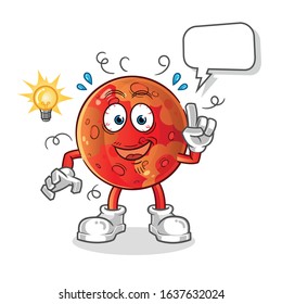 planet mars got an idea with lamp and bubble cartoon. cartoon mascot vector