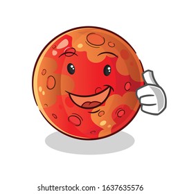 planet mars happy thumbs up cartoon. cute chibi cartoon mascot vector