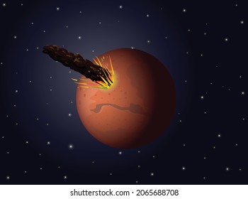 Planet Mars hit by Ouamuamua vector