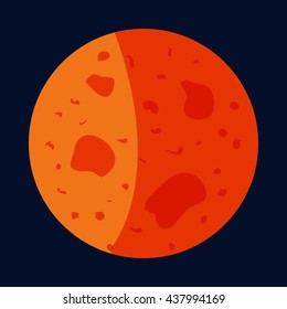 Planet Mars icon, cartoon style