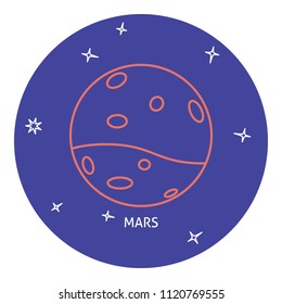 Planet Mars icon in thin line style