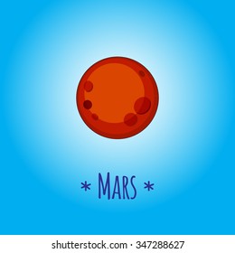 The planet Mars. Learning illustration for studying the planets and the solar system.