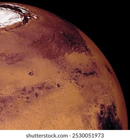 The planet Mars  on a black background. Part 2 of 4.