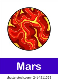 Planet Mars on white background of Solar System in Space. Planet illustration elements for education and other purposes
