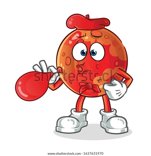 planet mars pantomime blow a red balloon cartoon.\
cartoon mascot vector