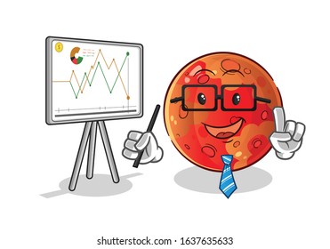 planet mars percentage of shares, sales, and finance cartoon. cute chibi cartoon mascot vector
