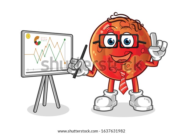planet mars percentage of shares, sales,\
and finance cartoon. cartoon mascot\
vector