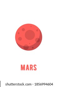 Planet Mars Poster Design. space planet design on white background, minimalist cartoon style vector. kids poster, wall art ready for print.