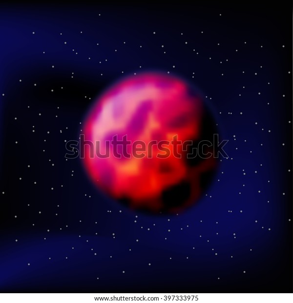  planet Mars. The Red round solid figure.\
celestial body in a black space. Silhouette of the sphere. Kratory\
and the surface.