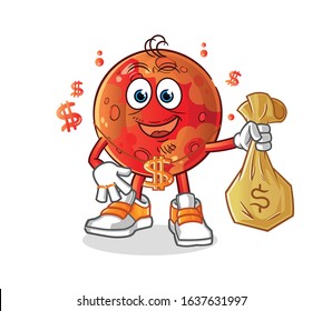 planet mars rich man. cartoon mascot vector