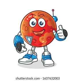 planet mars robot humanoid ai smiling and thumbs up cartoon. cartoon mascot vector