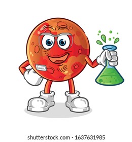 planet mars scientists hold chemical tubes and wear glasses cartoon. cartoon mascot vector