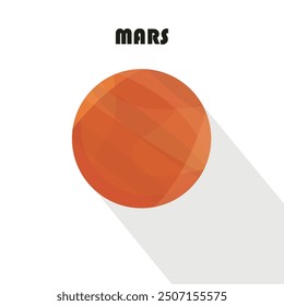 Planet Mars mit Schatten auf weißem Hintergrund. Modernes Vektorsymbol-Design für Logo, Web, Social Media, Print, Aufkleber