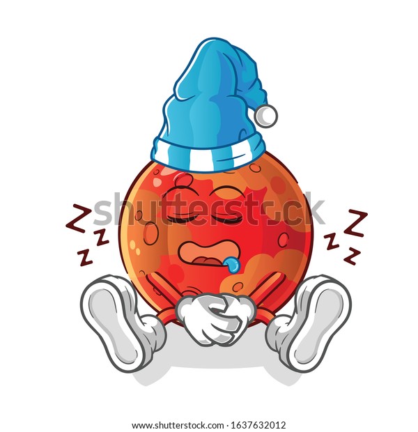 planet mars sleeping with sleeping hat cartoon.\
cartoon mascot vector