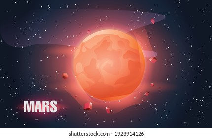 Planet mars in space, artistic view of mars