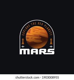 Planet Mars Space Exploration Badge Logo Template