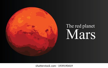 Planet Mars in the starry sky. Red planet in space