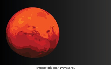 Planet Mars in the starry sky. Red planet in space.