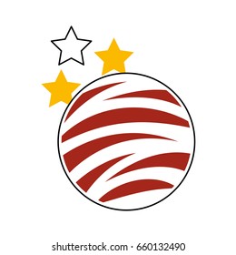 planet mars with stars icon