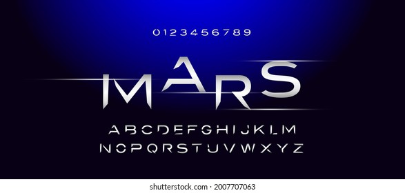 Planet Mars Text. Modern space style typeface modern typography for logotype, poster, t shirt, book, card, banner, printing, animation, decoration, video. Cool alphabet, alphabet letters and numbers.