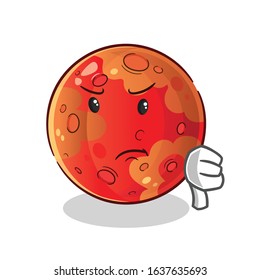 planet mars thumbs down angry cartoon. cute chibi cartoon mascot vector