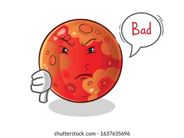 planet mars thumbs down angry with bubble cartoon. cute chibi cartoon mascot vector