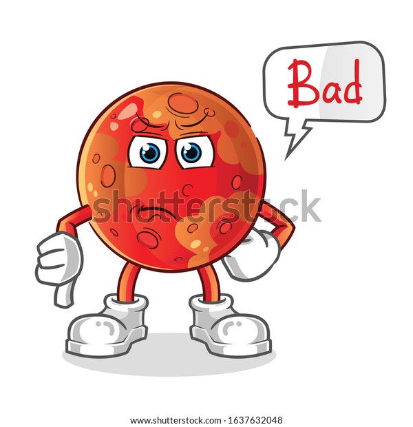 planet mars thumbs down angry with bubble cartoon.\
cartoon mascot vector