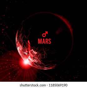 The planet Mars. Vector illustration. Mars in astrology symbolizes vigor, courage, determination.