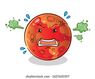 planet mars very angry cartoon. cute chibi cartoon mascot vector