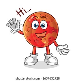 planet mars waving and smiling cartoon. cartoon mascot vector