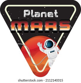 Planet Mars word logo design with astronaut illustration