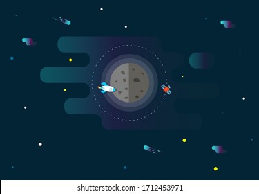 The planet mercury is the first in the solar system, has no natural satellites and has a gray color vector ilustration, flat design of planet, using for banner, background, and wallpaper