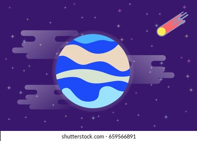 Planet Mercury in flat style in space. Space. Vector illustration.