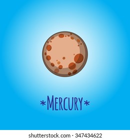 The planet Mercury. Learning illustration for studying the planets and the solar system.