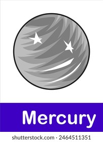 Planet Mercury on white background of Solar System in Space. Planet illustration elements for education and other purposes