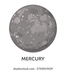 Planet Mercury. Solar system space object vector illustration
