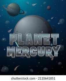 Planet Mercury word logo poster illustration