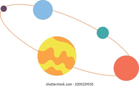Planet model with orbiting satellites. Astronomy space icon isolated on white background