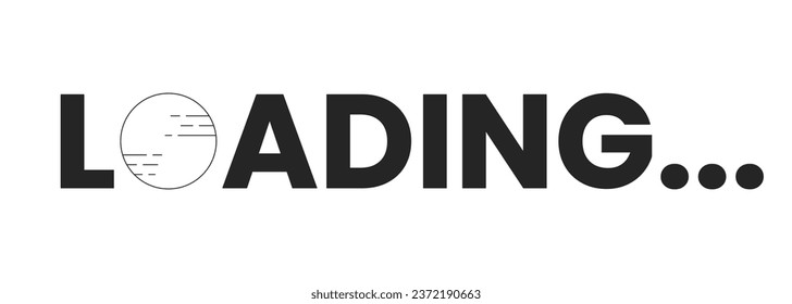 Planet monochrome loading text. Astronomical body. Web loader ui flat design. Black and white progress bar. Graphical user interface. Outline cartoon vector illustration on white background