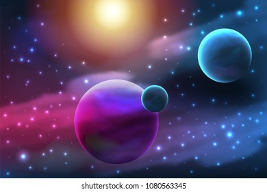 Planet with moon, abstract vector