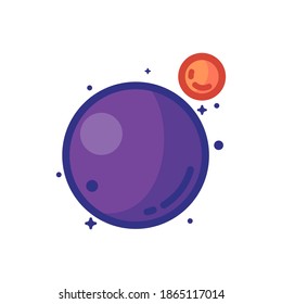 planet and moon. Flat style .Space science astronomy icon symbol. Vector Illustration.
