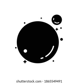 planet and moon. Glyph color style .Space science astronomy icon symbol. Vector Illustration. Black Siluet