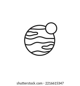 Planet moon line icon black and white